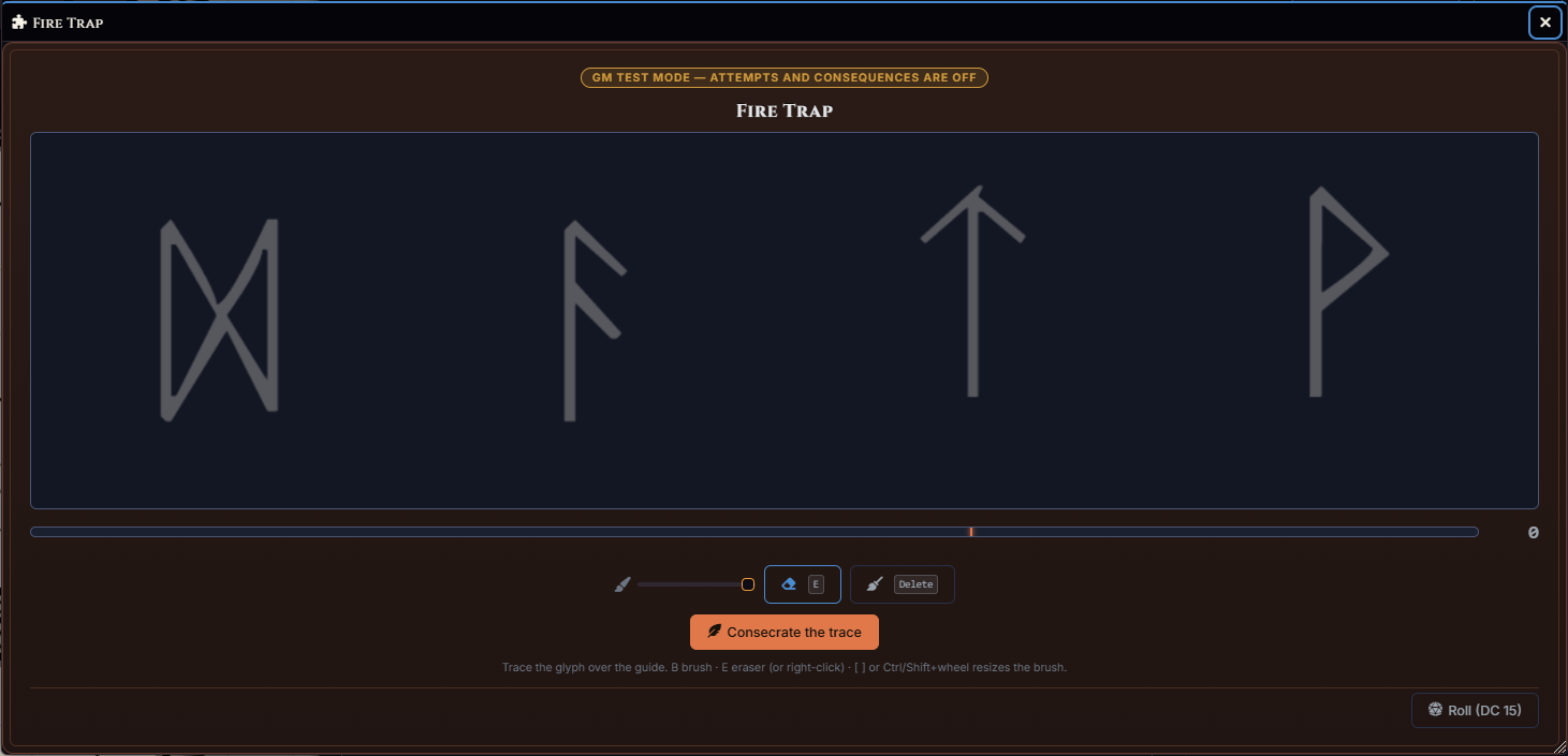 Drawing solver with a four-glyph tracing guide
