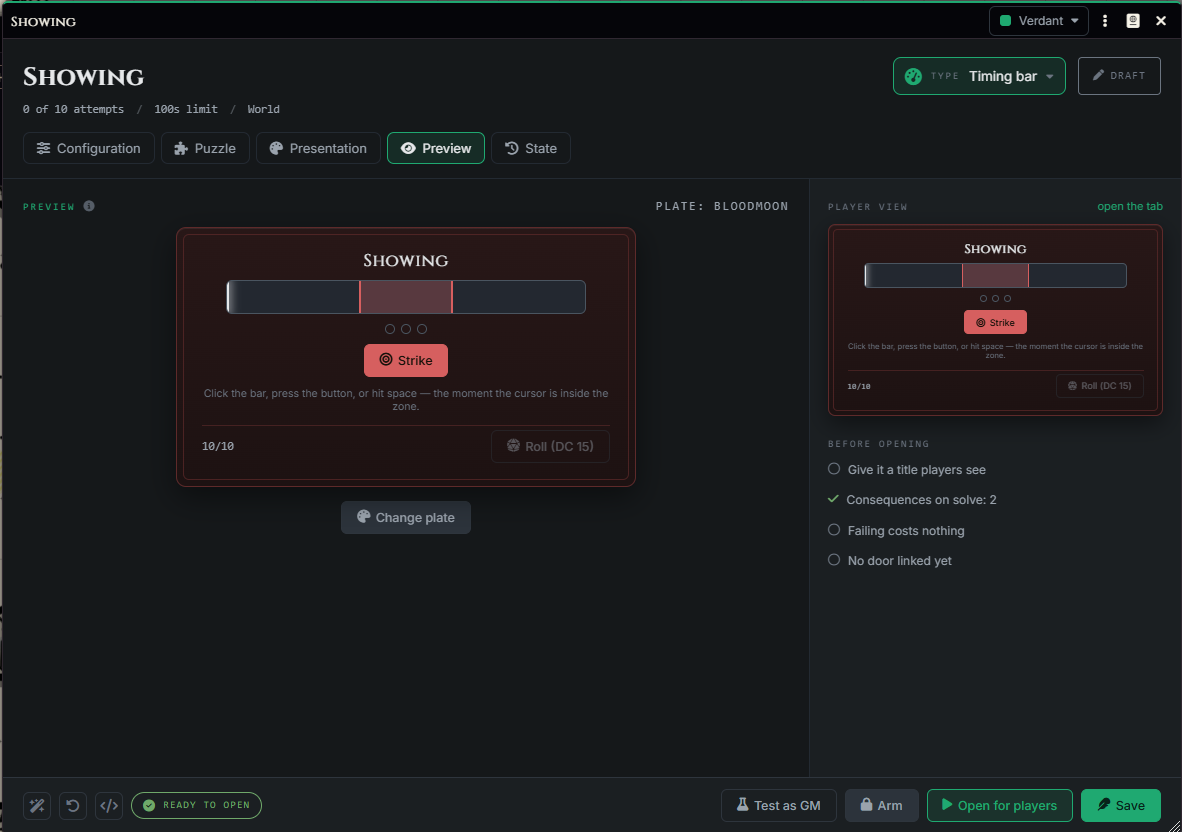 Preview tab showing the complete player plate