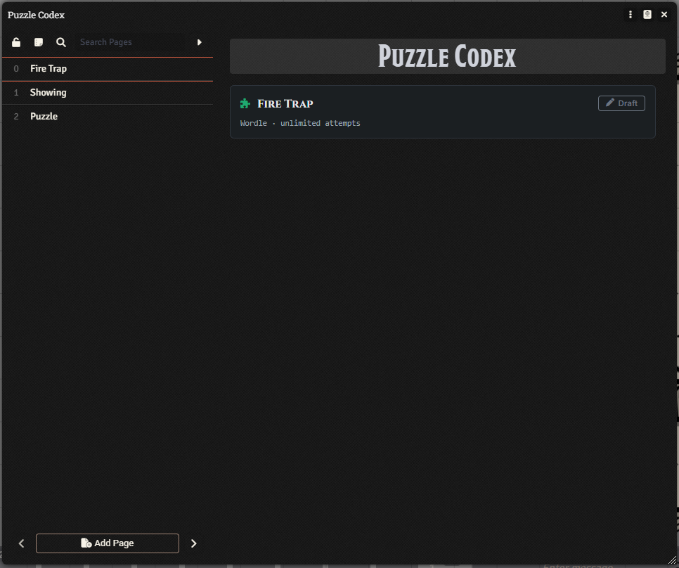 Journal Entry containing puzzle pages