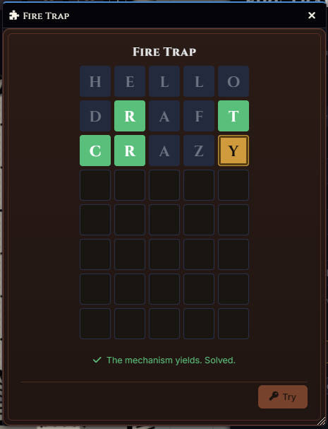 Solved Wordle board with colored feedback