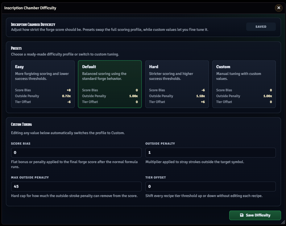 SC - Runesmith difficulty settings