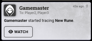 Chat card inviting players to watch an Inscription Chamber attempt